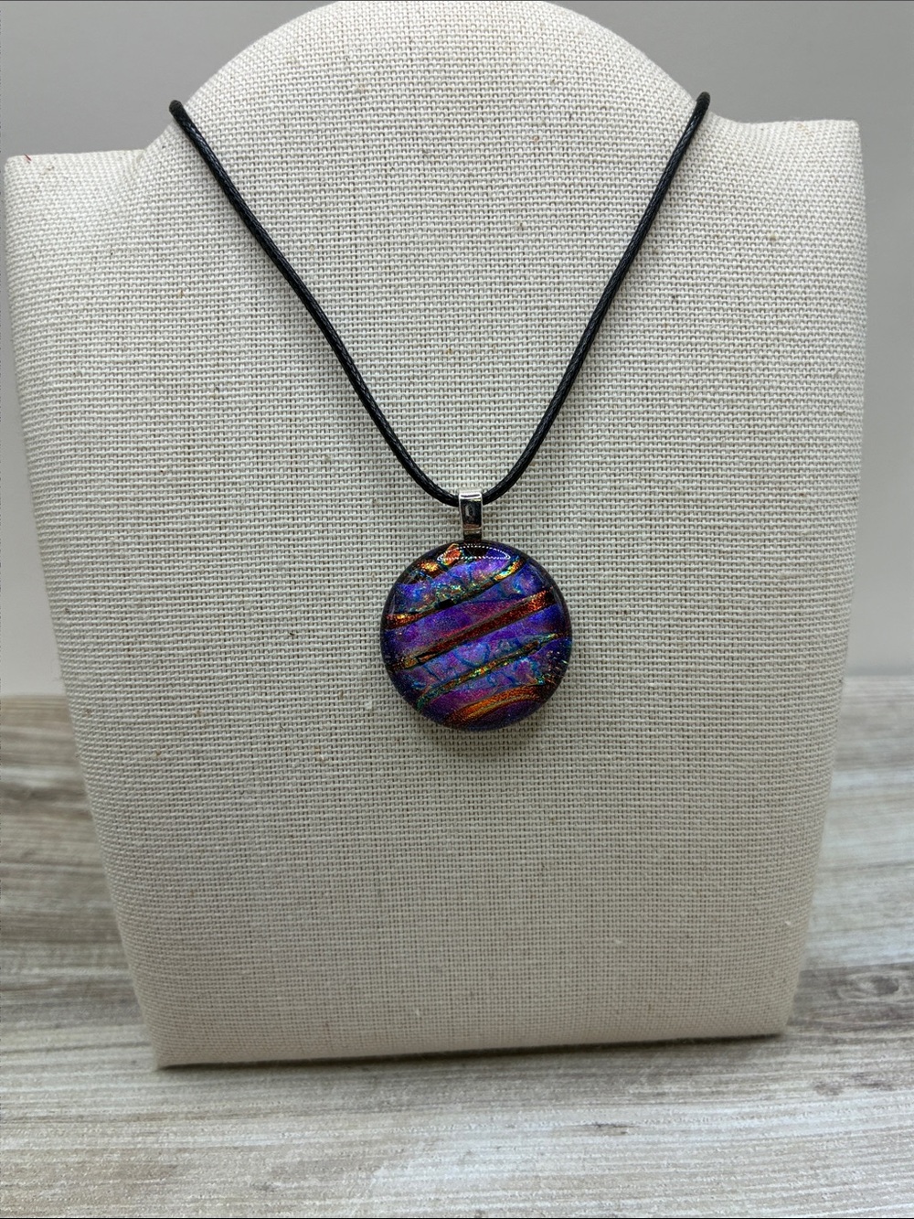 Dichroic Glass Pendant with Cord